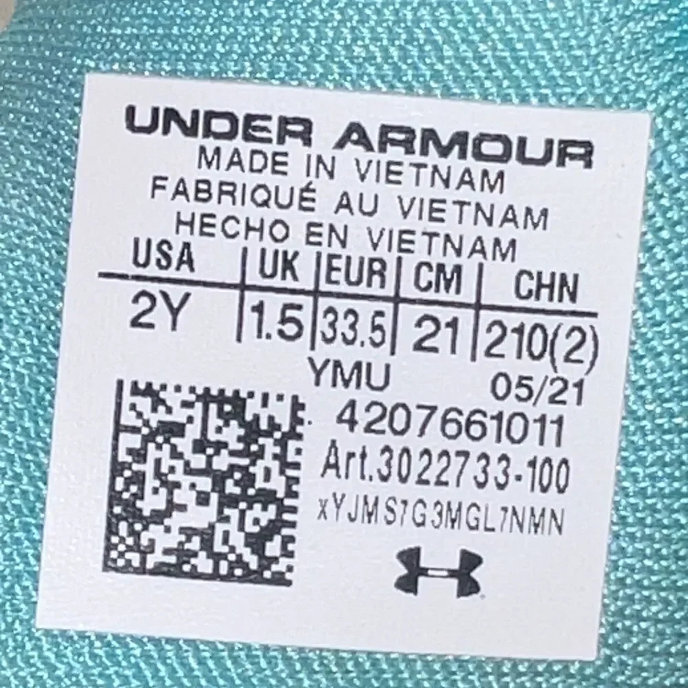 Under Armour Kids Ignite IX Slide Sandals Girls White Light Blue 2M EUC
